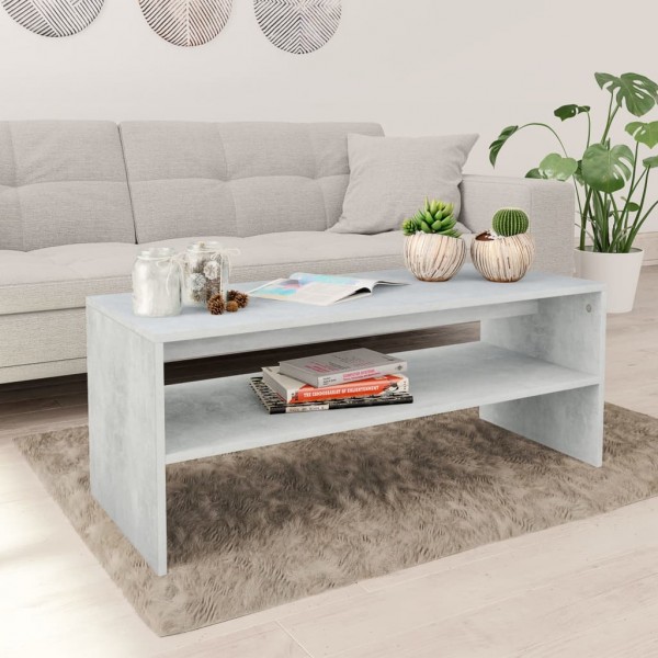 Mesa de centro madera contrachapada gris hormigón 100x40x40 cm