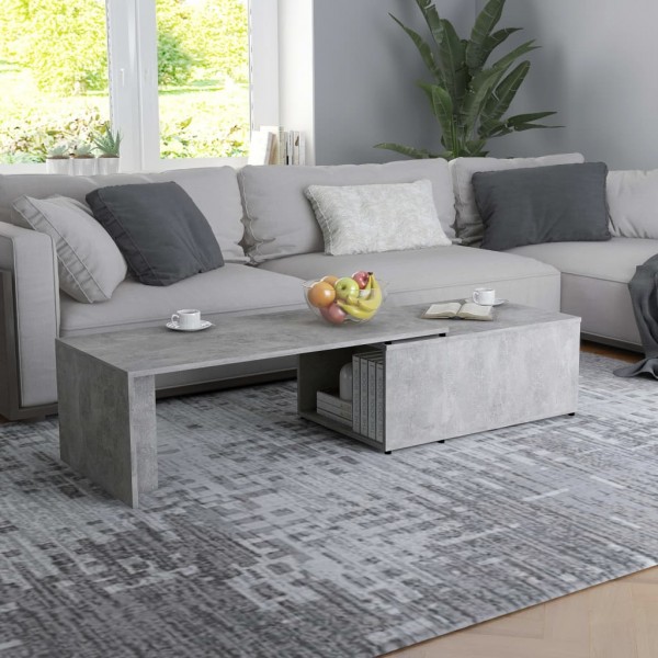 Mesa de centro madera contrachapada gris hormigón 150x50x35 cm
