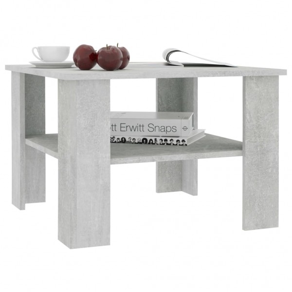 Mesa de centro madera contrachapada gris hormigón 60x60x42 cm