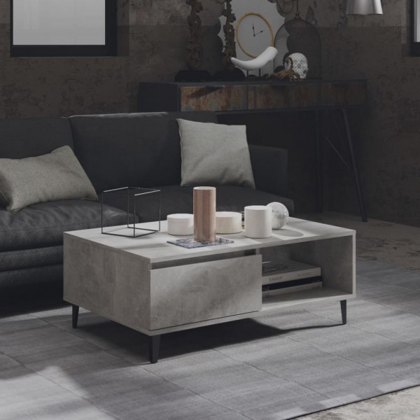 Mesa de centro madera contrachapada gris hormigón 90x60x35 cm