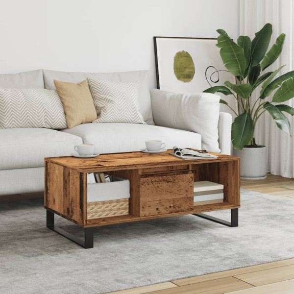 Mesa de centro madera de ingeniería envejecida 90x50x36.5 cm