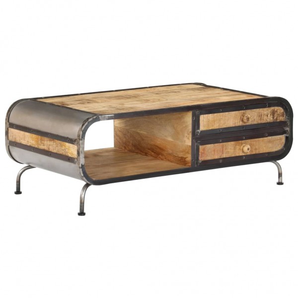 Mesa de centro madera de mango maciza 100x50x35 cm