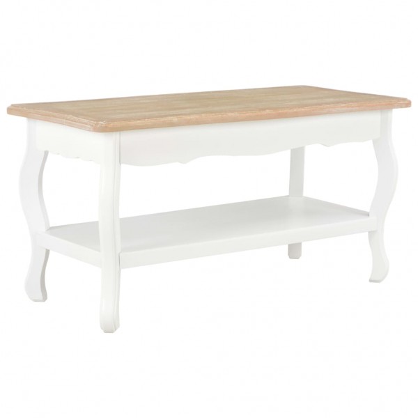 Mesa de centro madera maciza de pino marrón blanco 87.5x42x44cm
