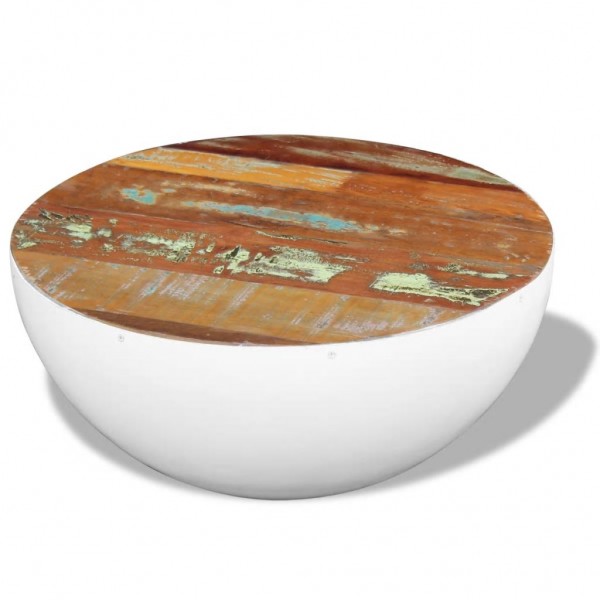 Mesa de centro madera reciclada en forma de cuenco 60x60x30 cm