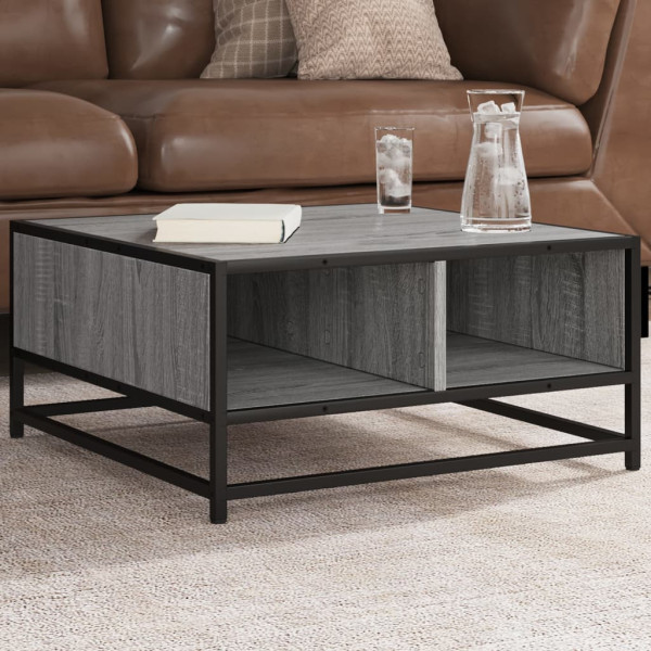 Mesa de centro madera y metal gris Sonoma 60.5x60.5x30 cm