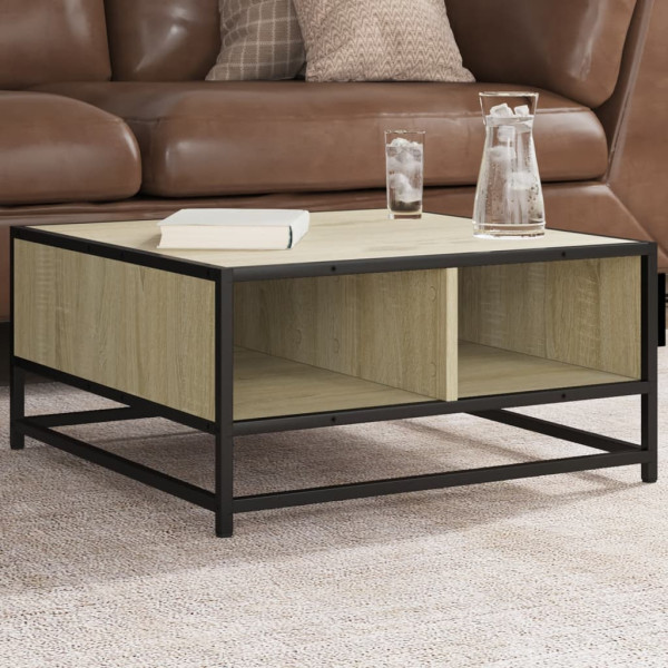 Mesa de centro madera y metal roble Sonoma 60.5x60.5x30 cm