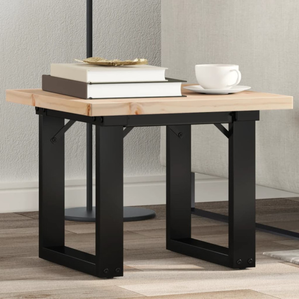 Mesa de centro marco O madera maciza pino y hierro 40x40x35 cm