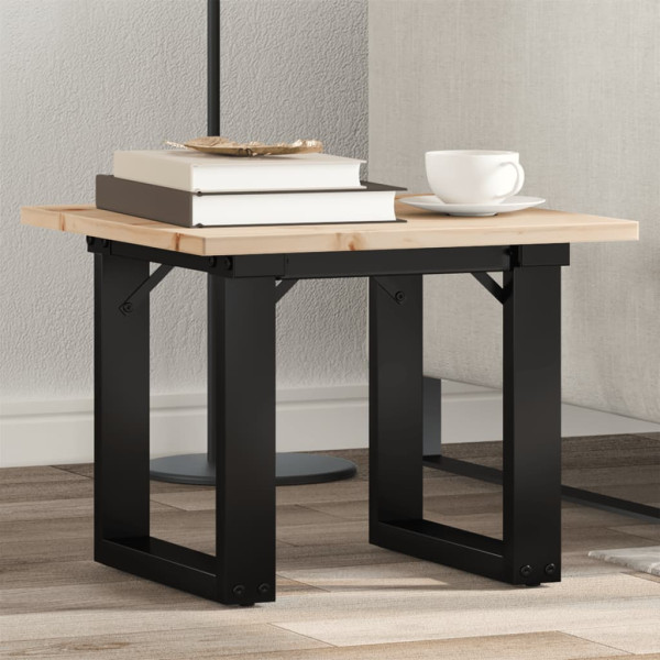 Mesa de centro marco O madera maciza pino y hierro 50x50x35 cm