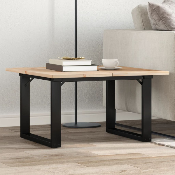 Mesa de centro marco O madera maciza pino y hierro 70x70x40 cm