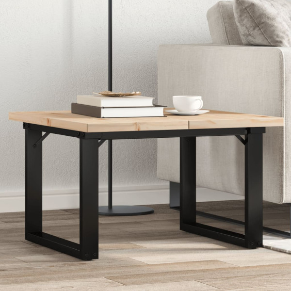 Mesa de centro marco O madera maciza pino y hierro 70x70x40.5cm