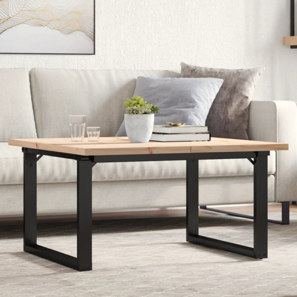 Mesa de centro marco O madera maciza pino y hierro 90x90x45.5cm