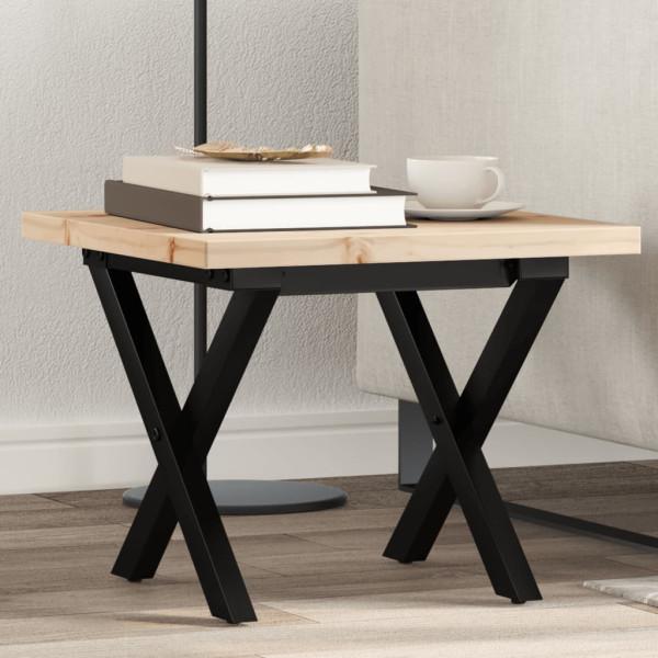 Mesa de centro marco X madera maciza pino y hierro 40x40x35.5cm