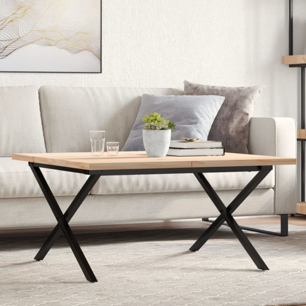 Mesa de centro marco X madera maciza pino y hierro 80x80x45.5cm
