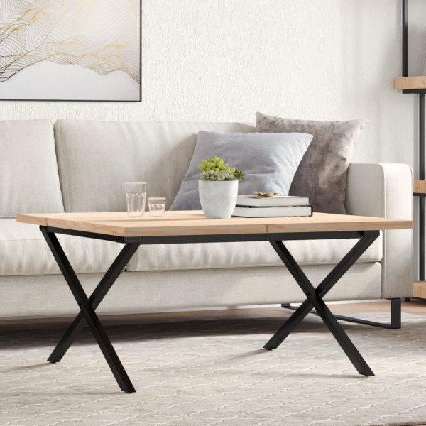 Mesa de centro marco X madera maciza pino y hierro 90x90x45.5cm