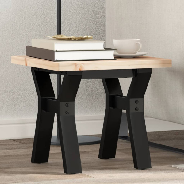 Mesa de centro marco Y madera maciza pino y hierro 40x40x35.5cm
