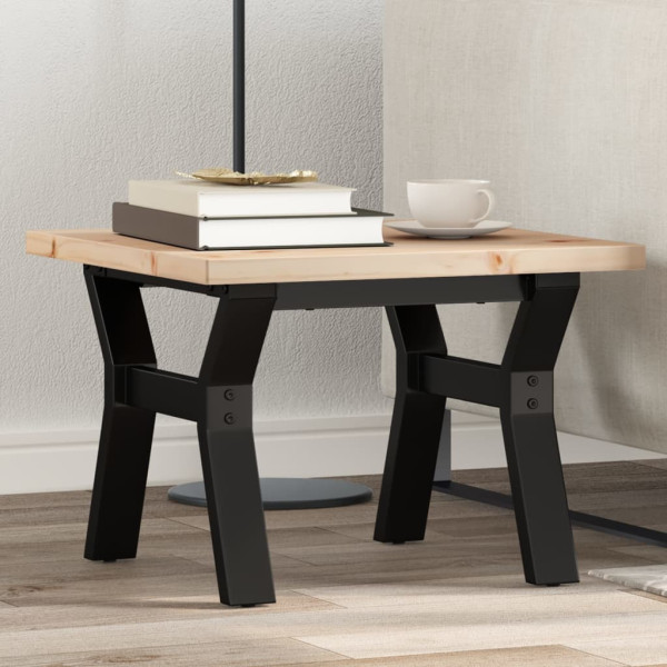 Mesa de centro marco Y madera maciza pino y hierro 50x50x35.5cm