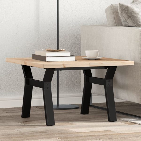 Mesa de centro marco Y madera maciza pino y hierro 60x60x40.5cm