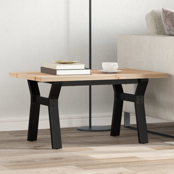 Mesa de centro marco Y madera maciza pino y hierro 80x50x40.5cm
