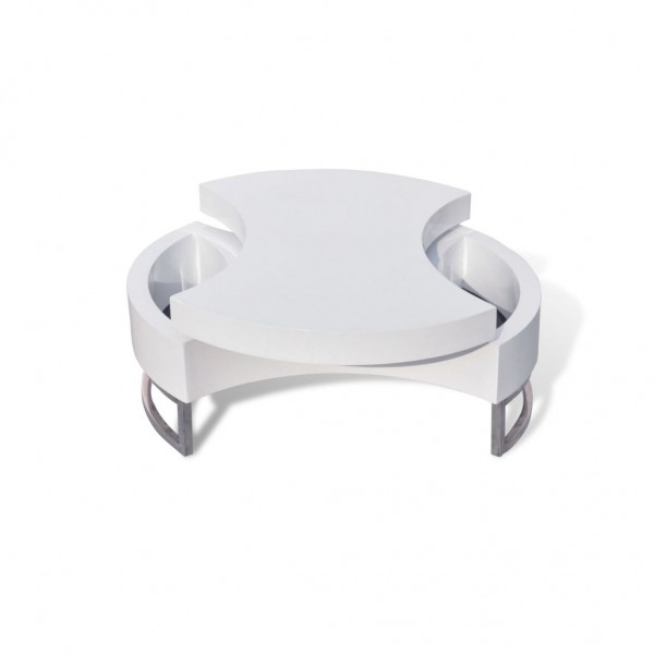 Mesa de centro moderna y ajustable negra con brillo