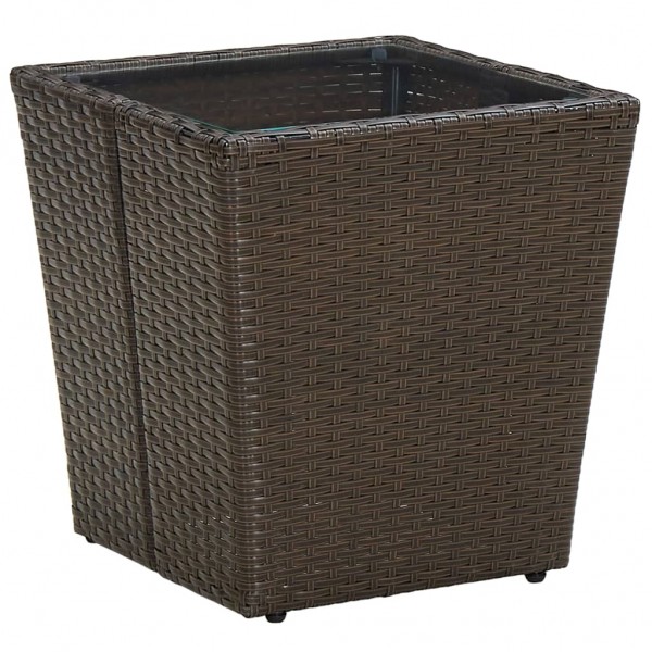 Mesa de centro ratán PE vidrio templado marrón 41.5x41.5x44cm