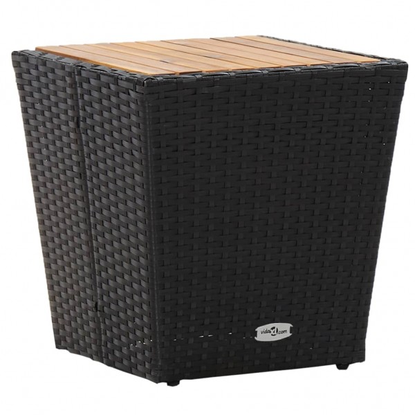 Mesa de centro ratán PE y madera maciza acacia 41.5x41.5x43 cm