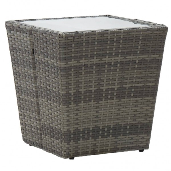 Mesa de centro ratán PE y vidrio templado gris 41.5x41.5x43 cm