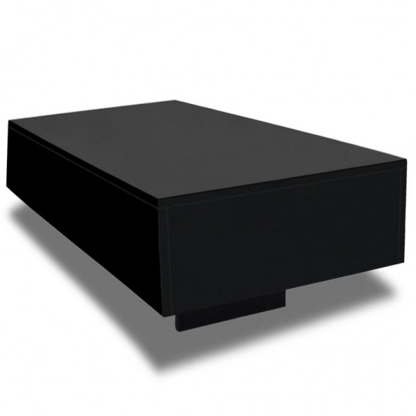 Mesa de centro rectangular negra con brillo