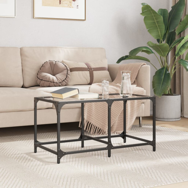 Mesa de centro superficie de vidrio acero 78.5x40x40 cm