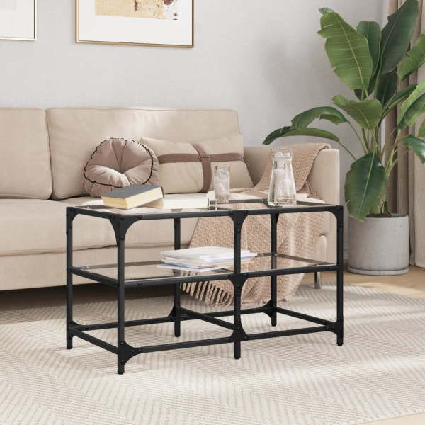 Mesa de centro superficie de vidrio acero 78.5x40x45 cm