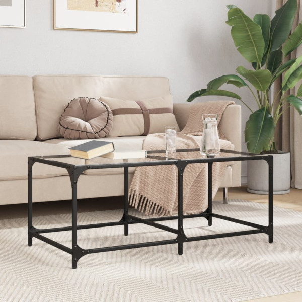 Mesa de centro superficie de vidrio acero 98.5x50x40 cm