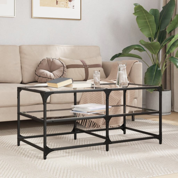 Mesa de centro superficie de vidrio acero 98.5x50x45 cm