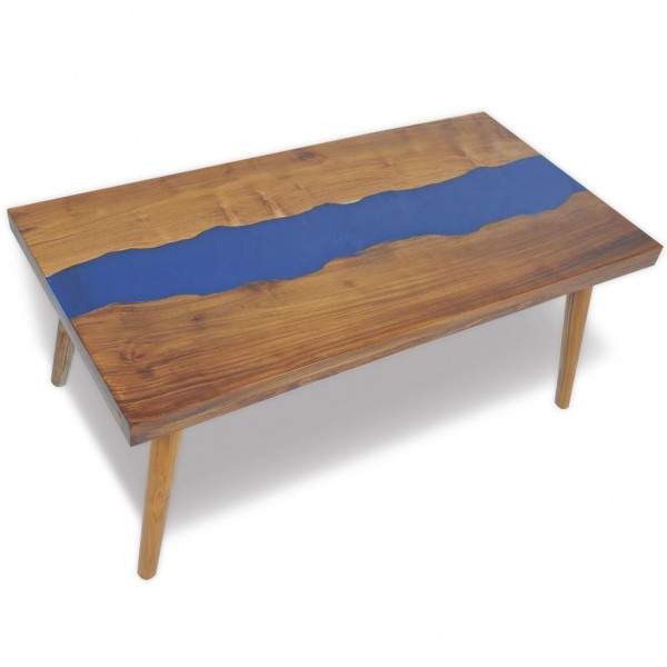 Mesa de centro teca y resina 100x50x40 cm