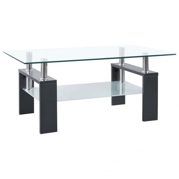 Mesa de centro vidrio templado gris transparente 95x55x40 cm