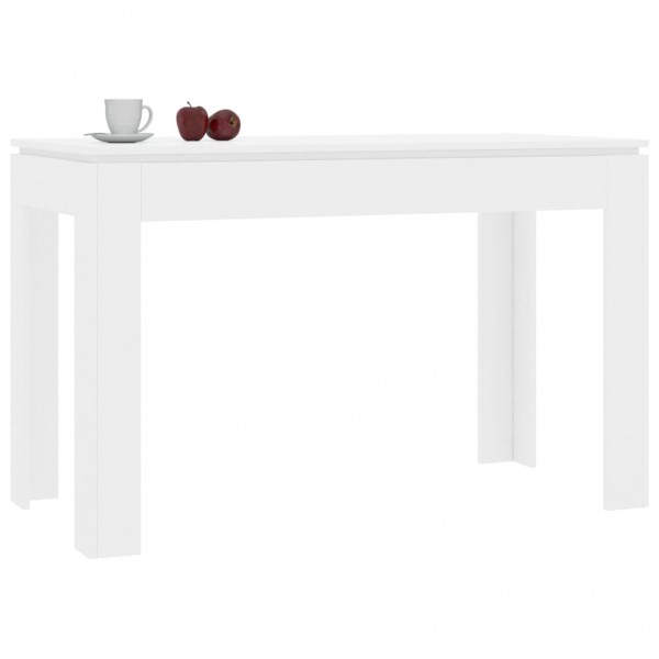 Mesa de comedor de aglomerado blanco brillante 120x60x76 cm