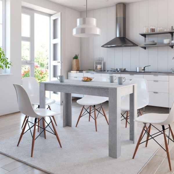 Mesa de comedor de aglomerado gris hormigón 120x60x76 cm