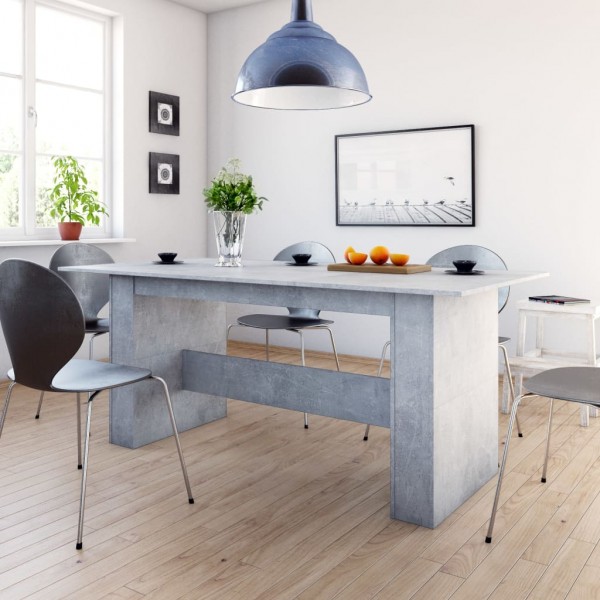 Mesa de comedor de aglomerado gris hormigón 180x90x76 cm