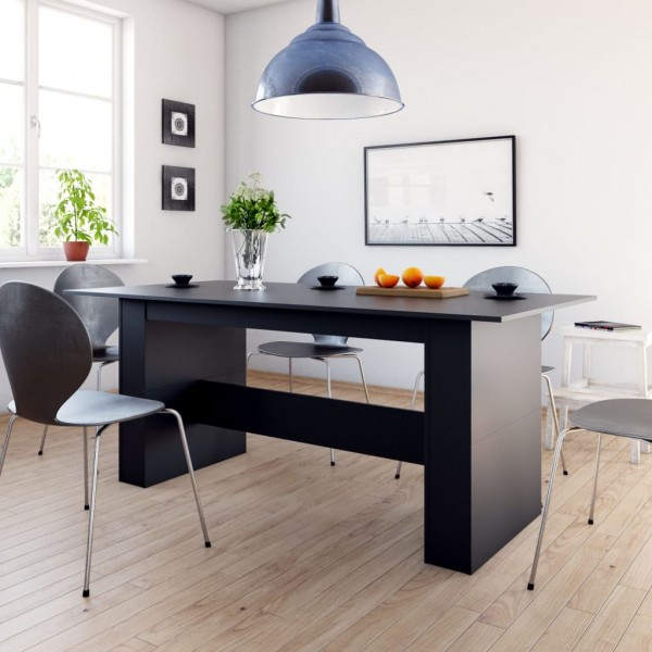 Mesa de comedor de aglomerado negro 180x90x76 cm