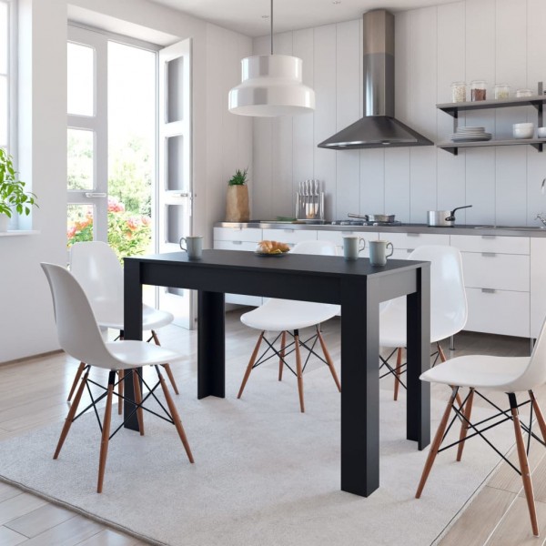 Mesa de comedor de madera contrachapada negro 120x60x76 cm