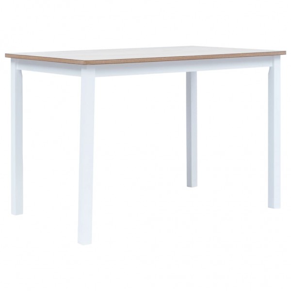 Mesa de comedor de madera de caucho blanco marrón 114x71x75 cm