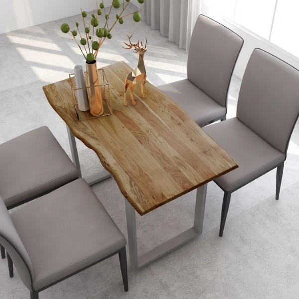 Mesa de comedor de madera maciza de acacia 118x58x76 cm