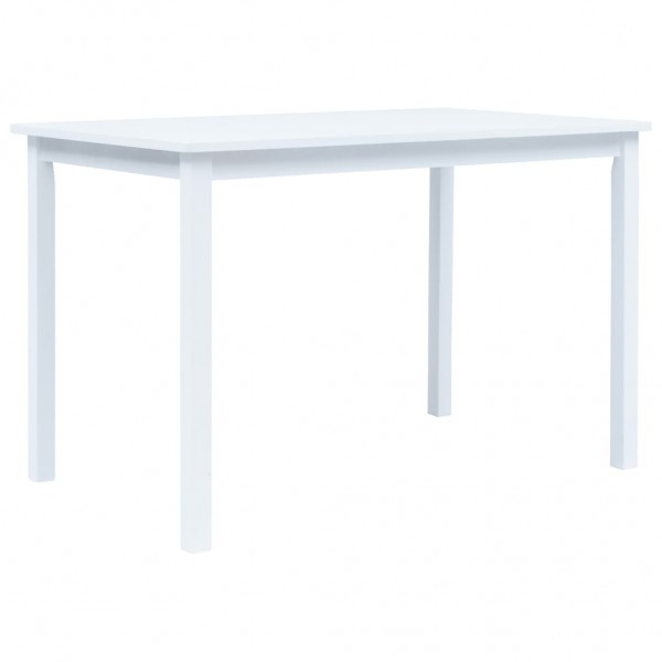 Mesa de comedor de madera maciza de caucho blanco 114x71x75 cm