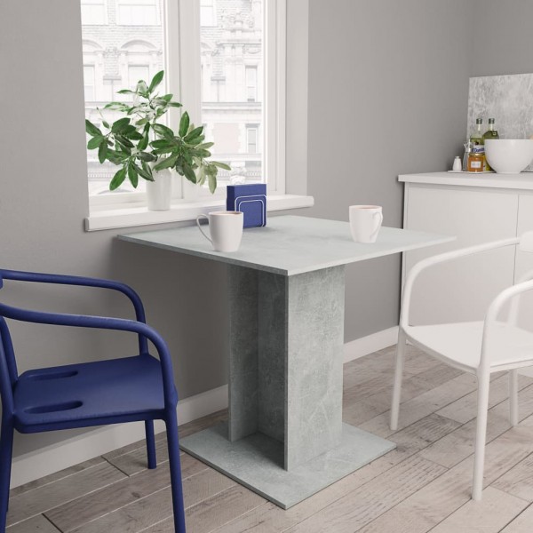 Mesa de comedor madera contrachapada gris hormigón 80x80x75 cm