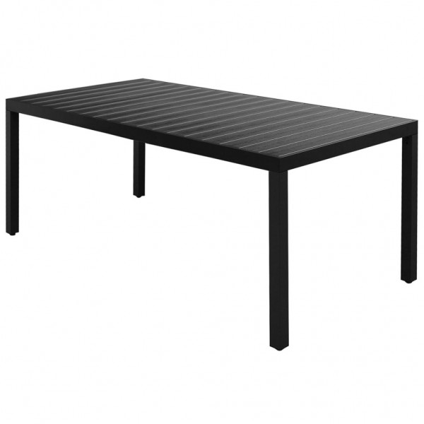 Mesa de jardín de aluminio y WPC negra 185x90x74 cm