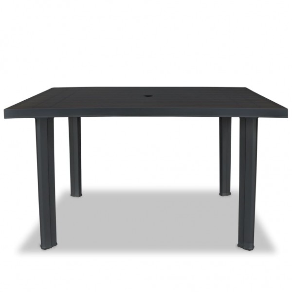 Mesa de jardín de plástico gris antracita 126x76x72 cm