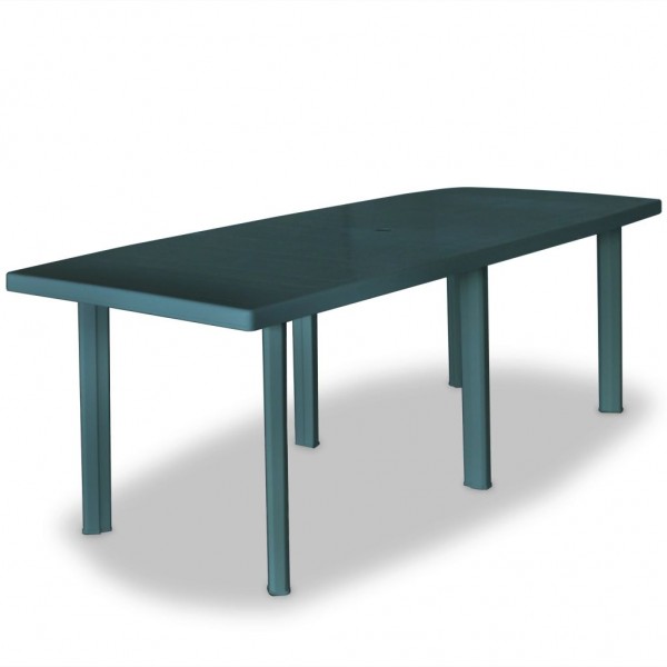 Mesa de jardín de plástico verde 210x96x72 cm