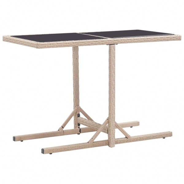 Mesa de jardín de vidrio y ratán sintético beige 110x53x72 cm