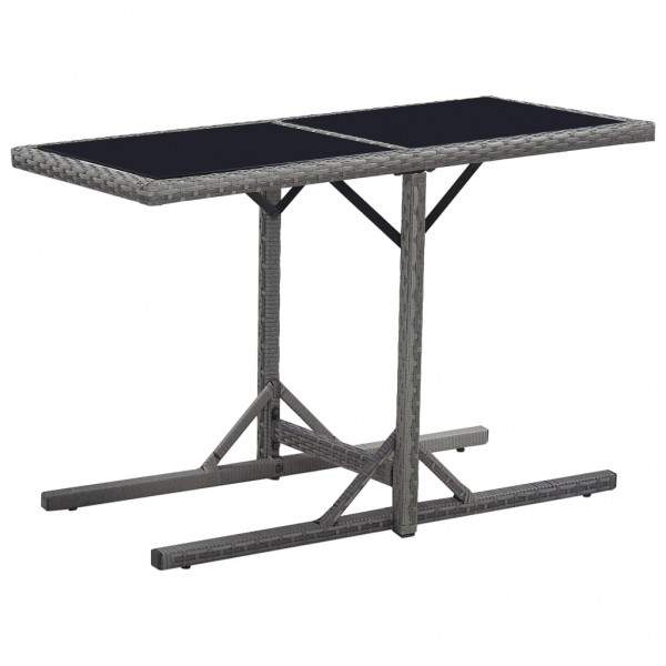 Mesa de jardín de vidrio y ratán sintético negro 110x53x72 cm
