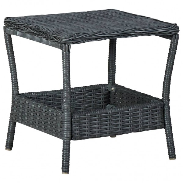 Mesa de jardín ratán sintético gris oscuro 45x45x46.5 cm