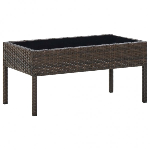 Mesa de jardín ratán sintético marrón 75x40x37 cm