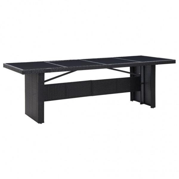 Mesa de jardín ratán sintético y vidrio negra 240x90x74 cm